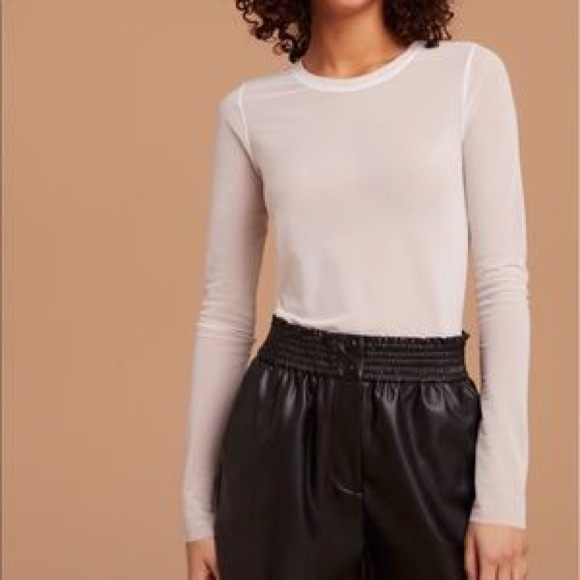 NWOT Aritzia Wilfred Kristen Mesh Long Sleeve Red - Picture 1 of 2